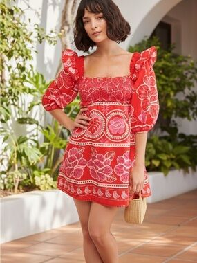 holloway mini dress SIMKHAI Women's Holloway Embroidered Mini Dress in White, Lace, Size 6